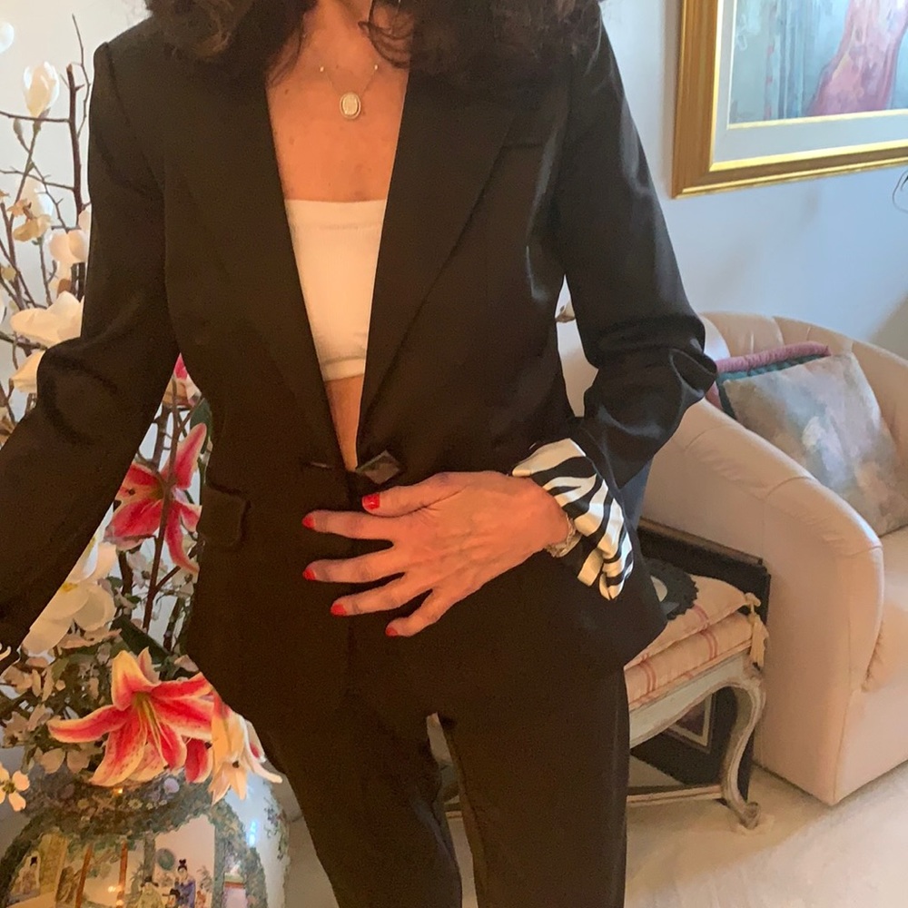 Satin Pantsuit. Jacket 8. Pants 4 side belt